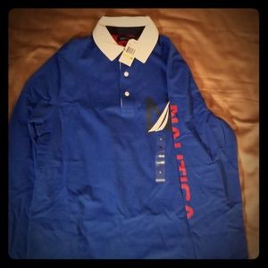 Mens Nautica Long Sleeve Polo Shirt